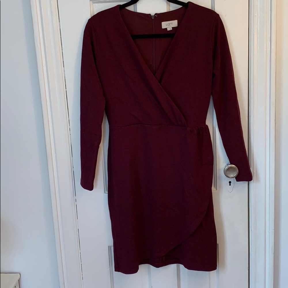 Loft Faux Wrap Long Sleeve Dress